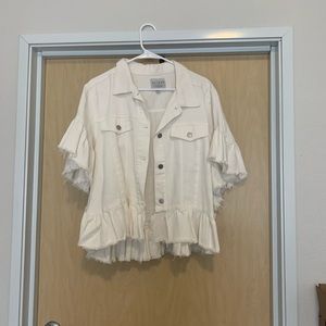 white jean jacket short sleeve